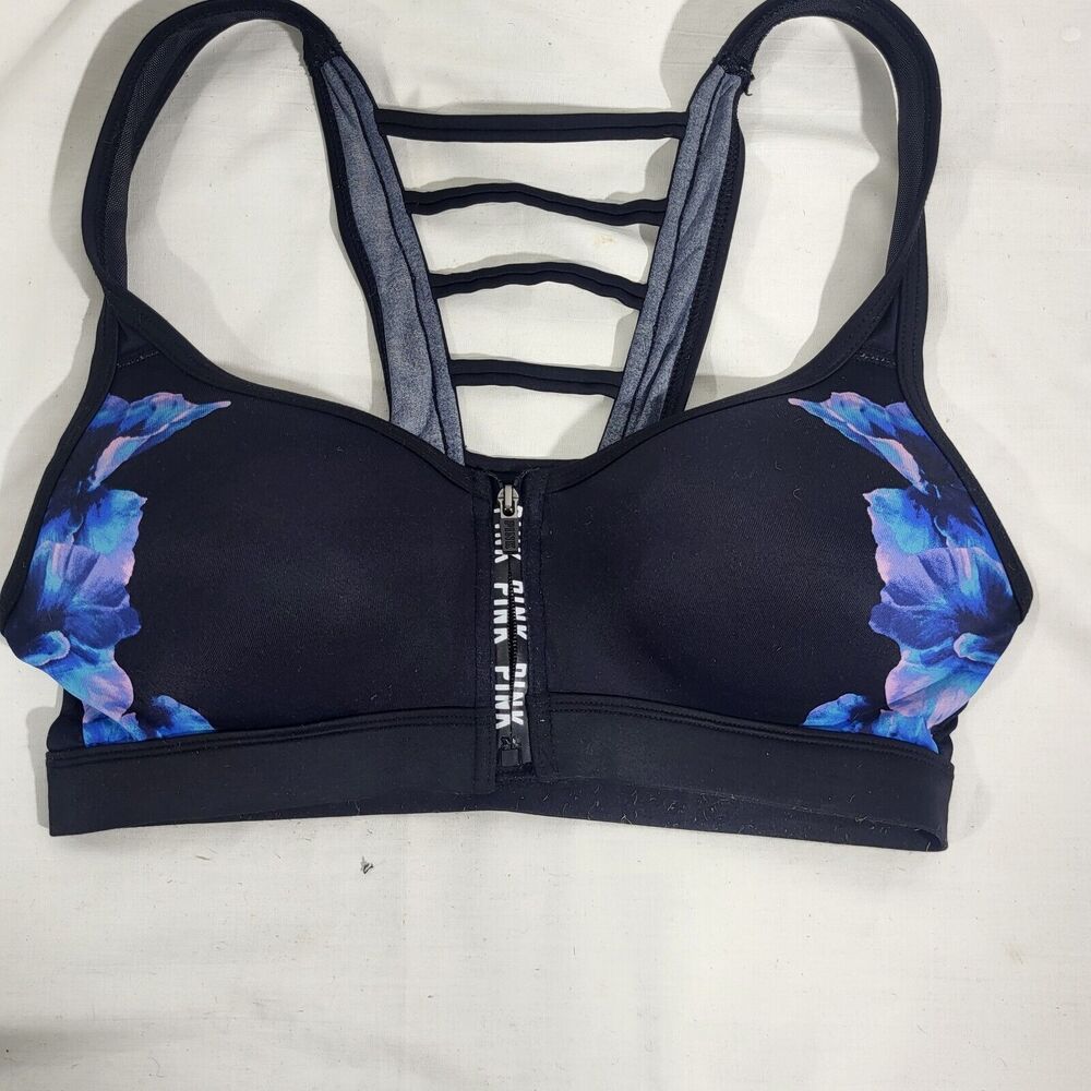 Victoria's Secret Ultimate Large Push-Up sports bra black  w/ floral